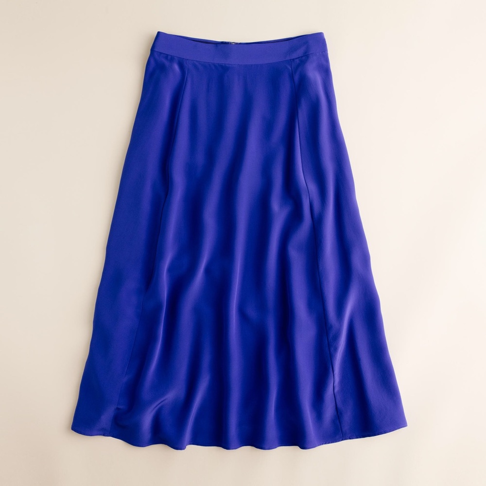 JCrew Navy Liquid silk skirt